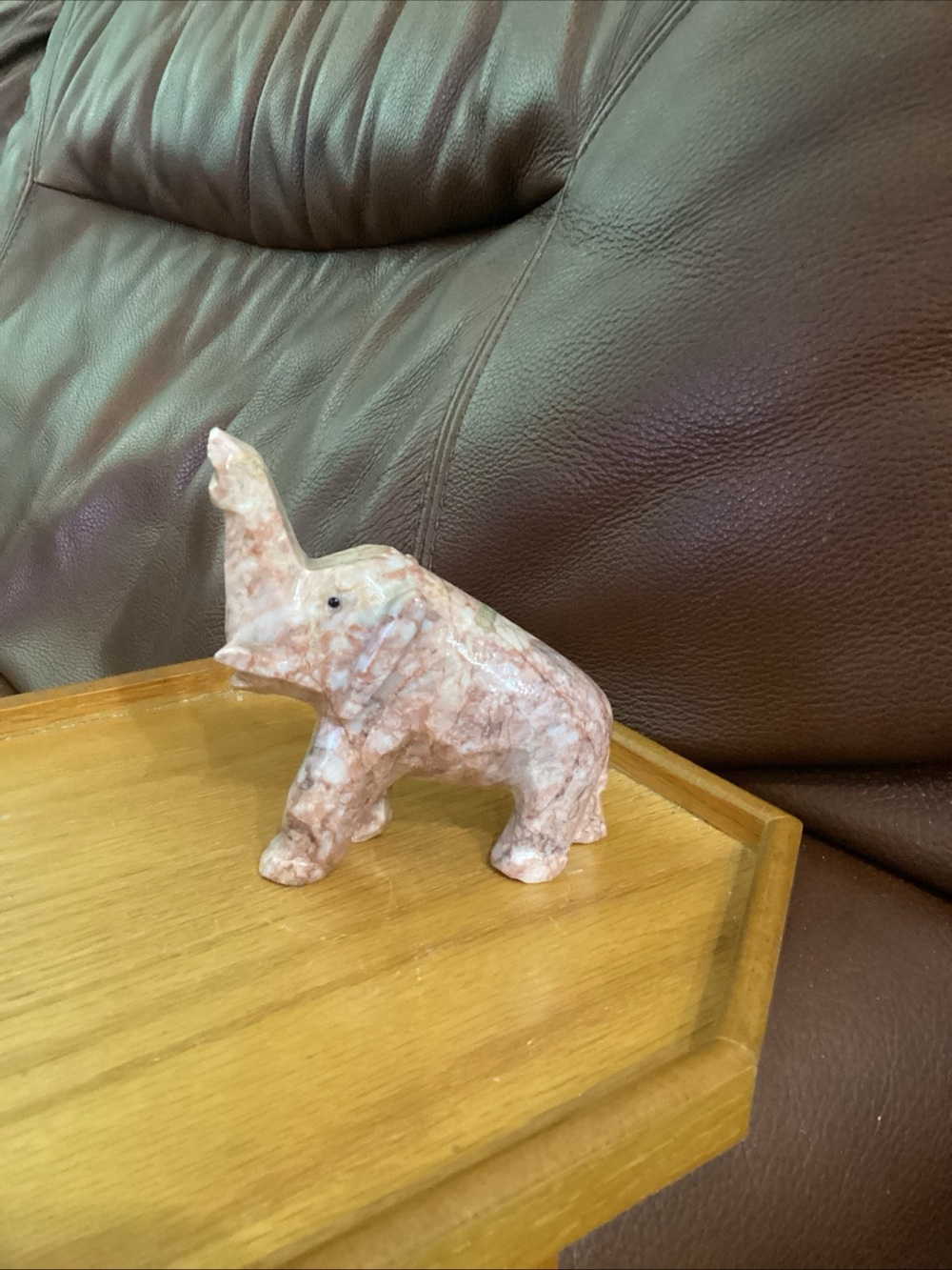 Mexican Pink Marble Elephant Figurine - Decorative Home Sculpture